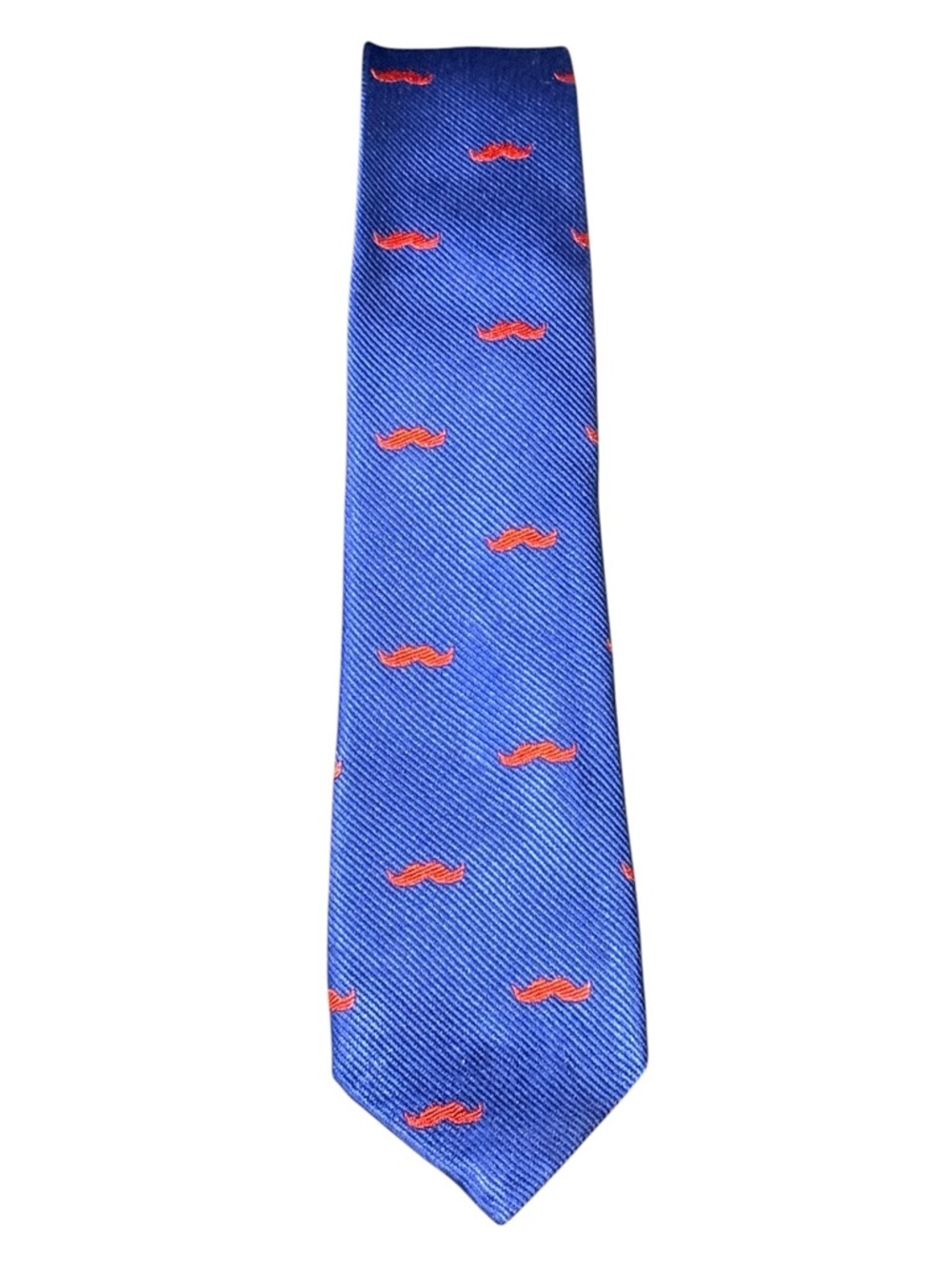J.Crew Crewcuts Kids Silk Necktie Navy Red Mustache Print Boys Size 2-7